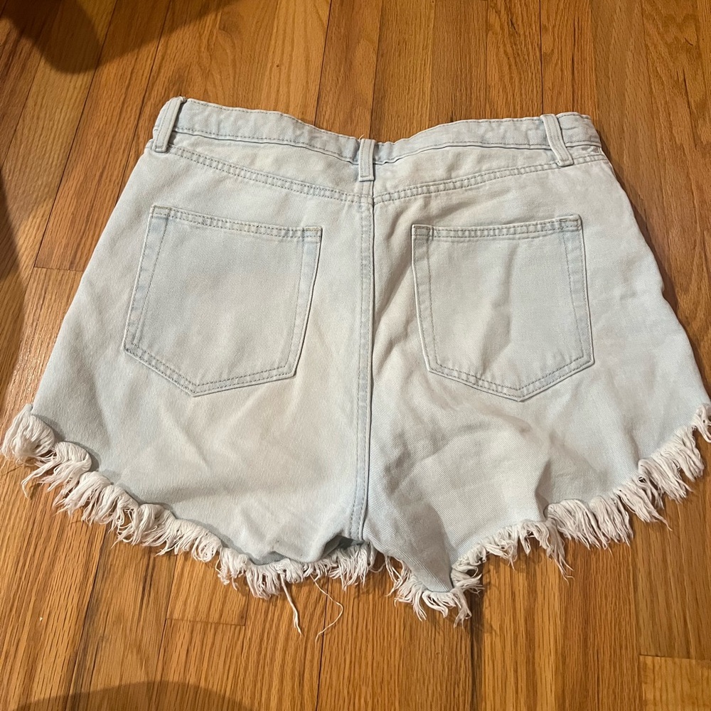 Light wash denim shorts
